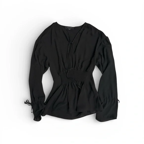All Saints Women’s Smocked waist top Black Size XS - Picture 5 of 12